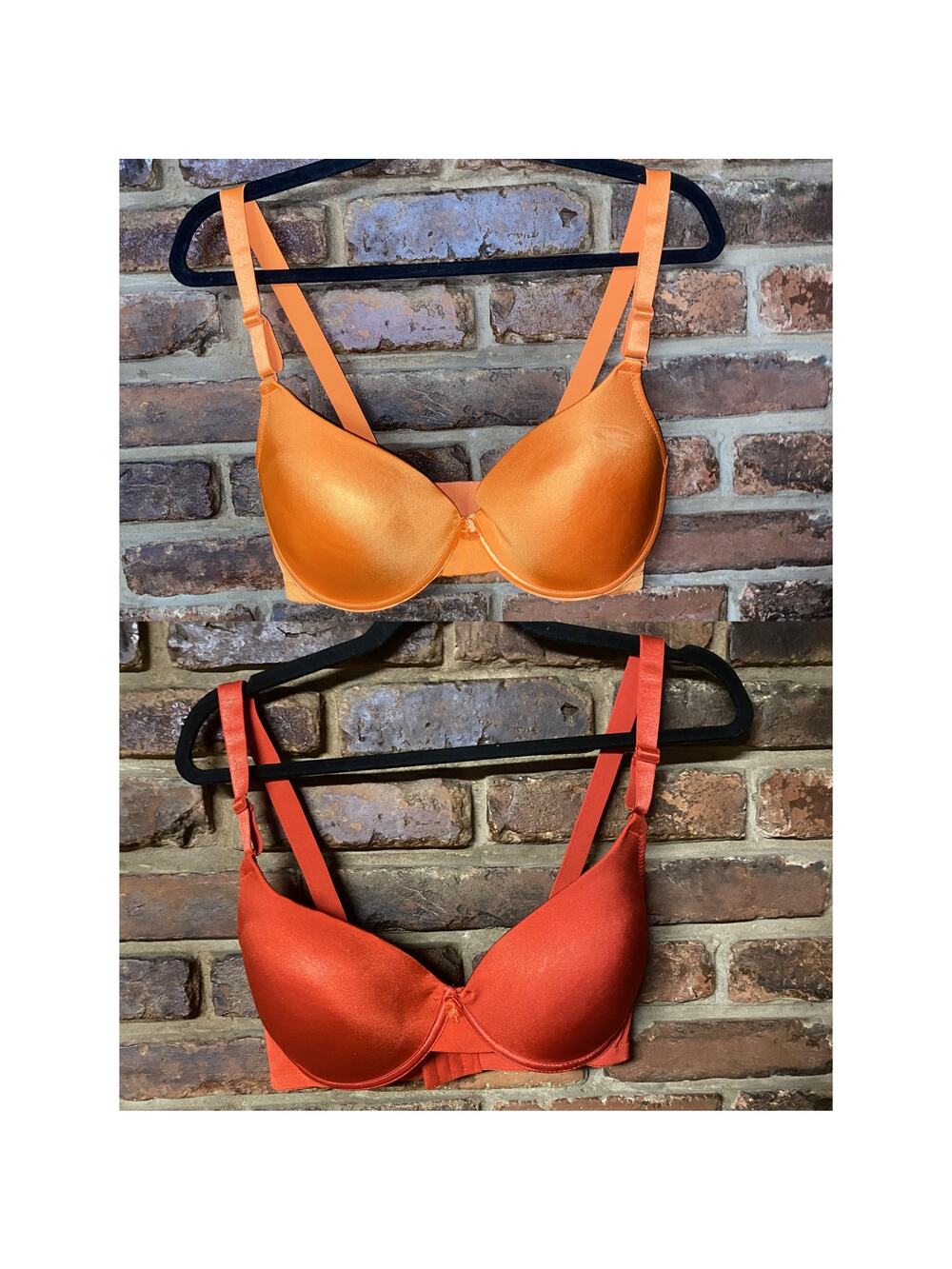 Rubii Red Orange Set of 2 Underwired Push-Up Bra Women's Size 36DDD